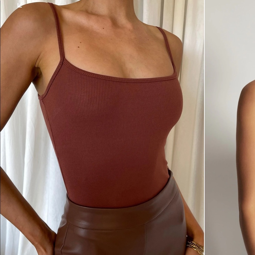 Meshki MIKA Ribbed Scoop Neck Bodysuit - Spice